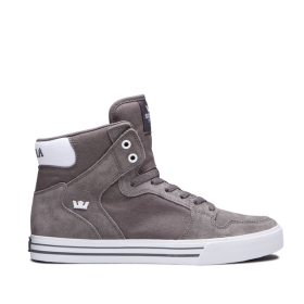 Supra Mens VAIDER High Top Shoes Charcoal/white | US-80993